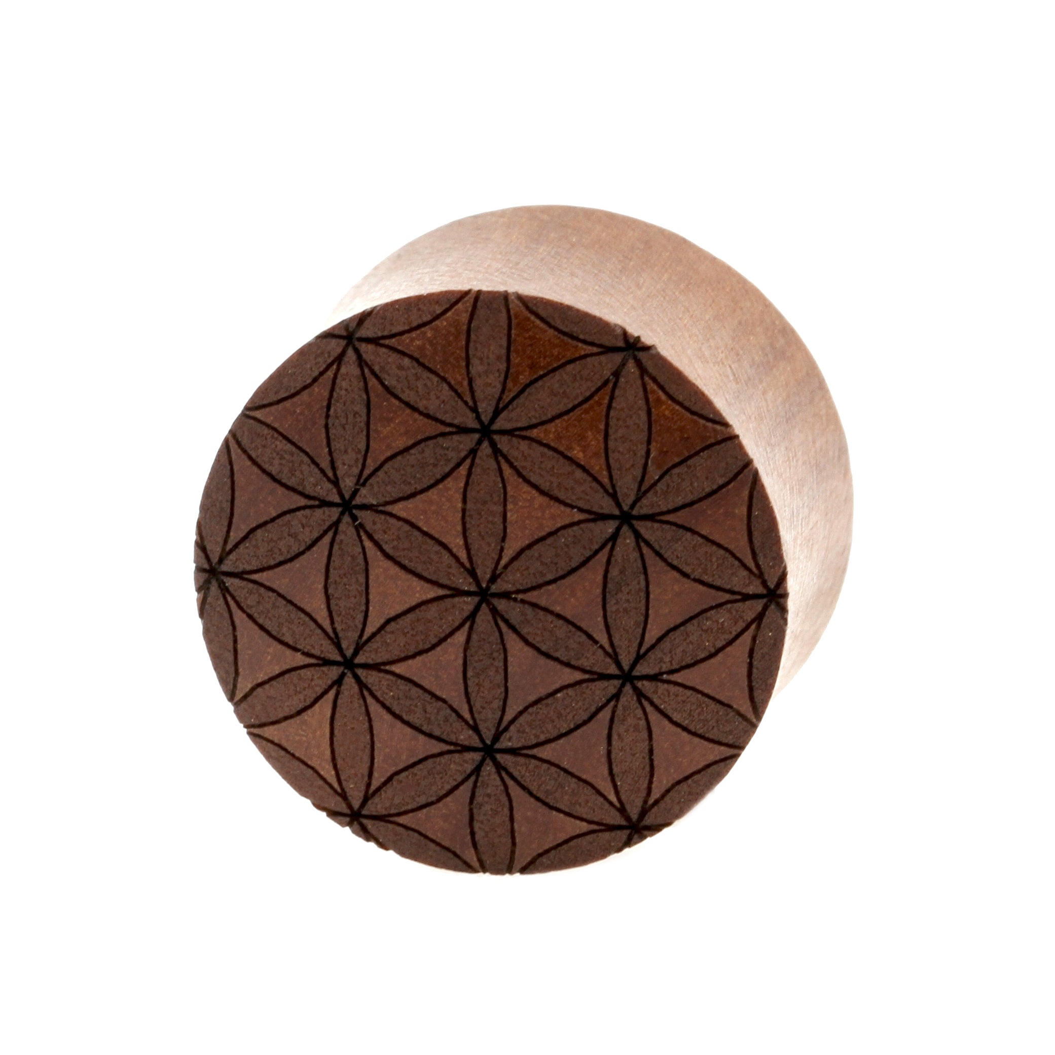 Houten Flower of Life Plugs - Sawo Roodbruin