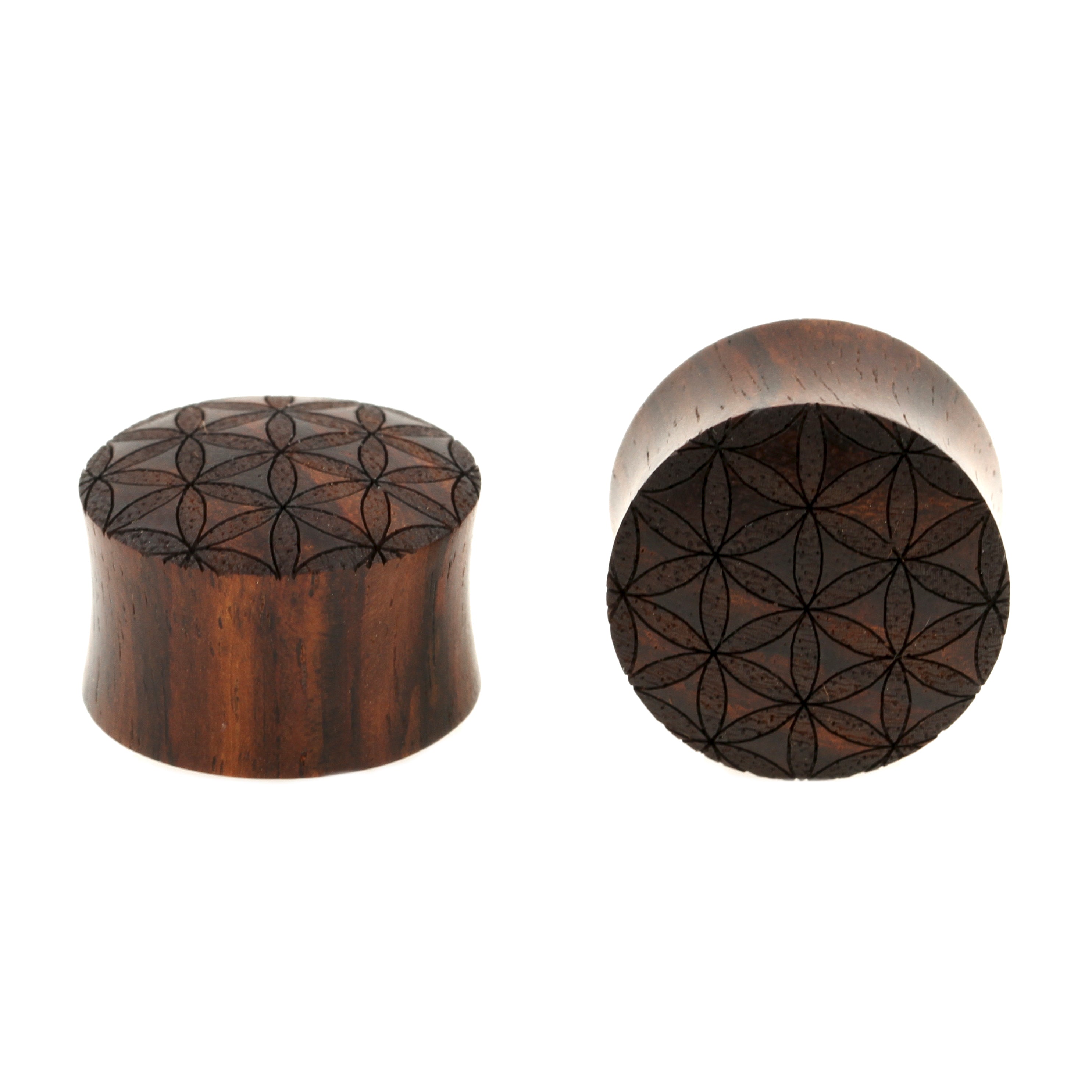 Houten Flower of Life Plugs - Sono Donkerbruin