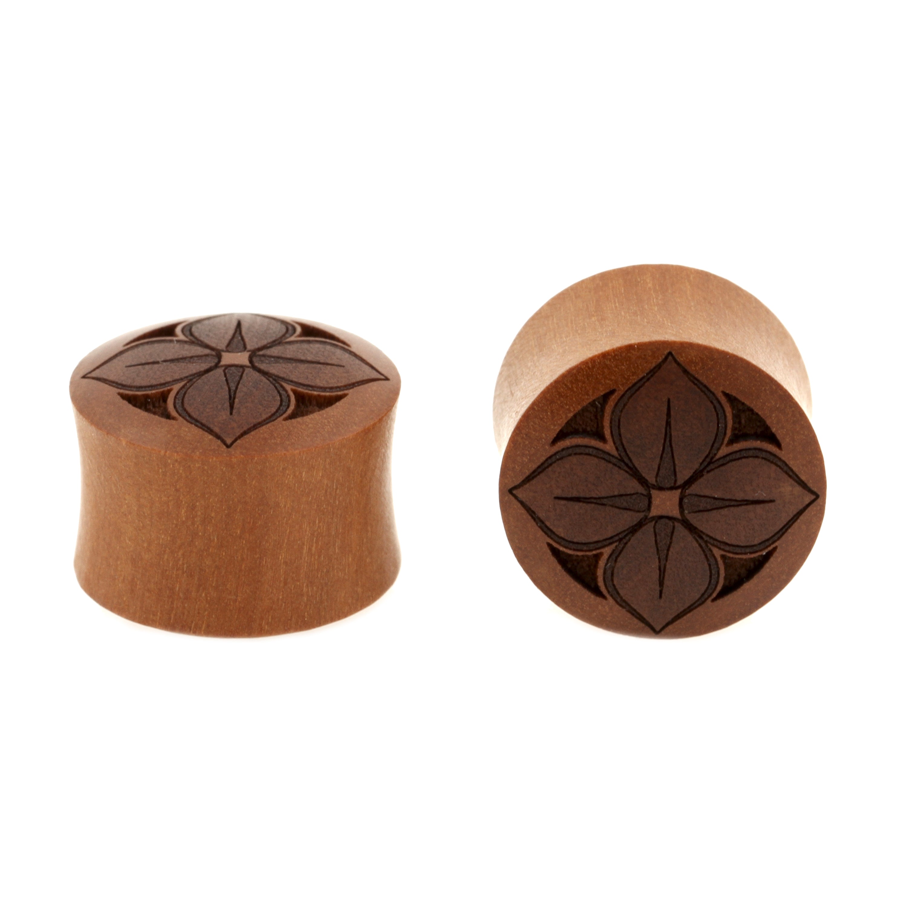 Houten Lotus Plugs - Sawo Roodbruin