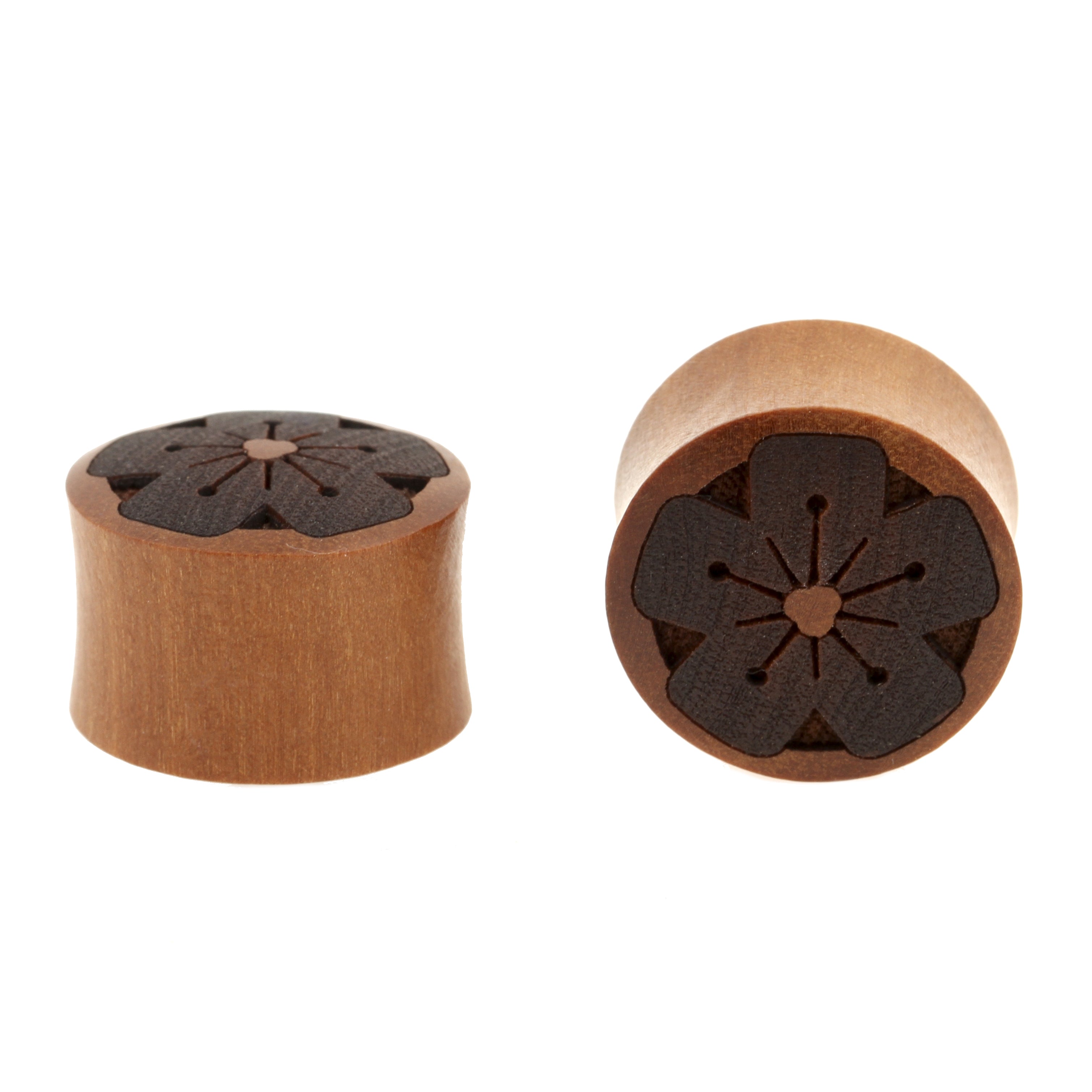 Houten Sakura Plugs - Sawo Roodbruin