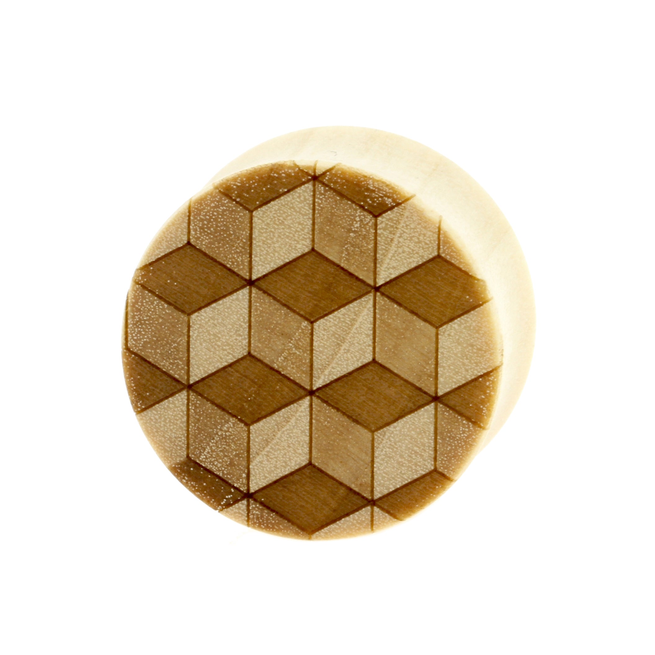 Wood 3D Cube Plugs - Crocodile Light Brown