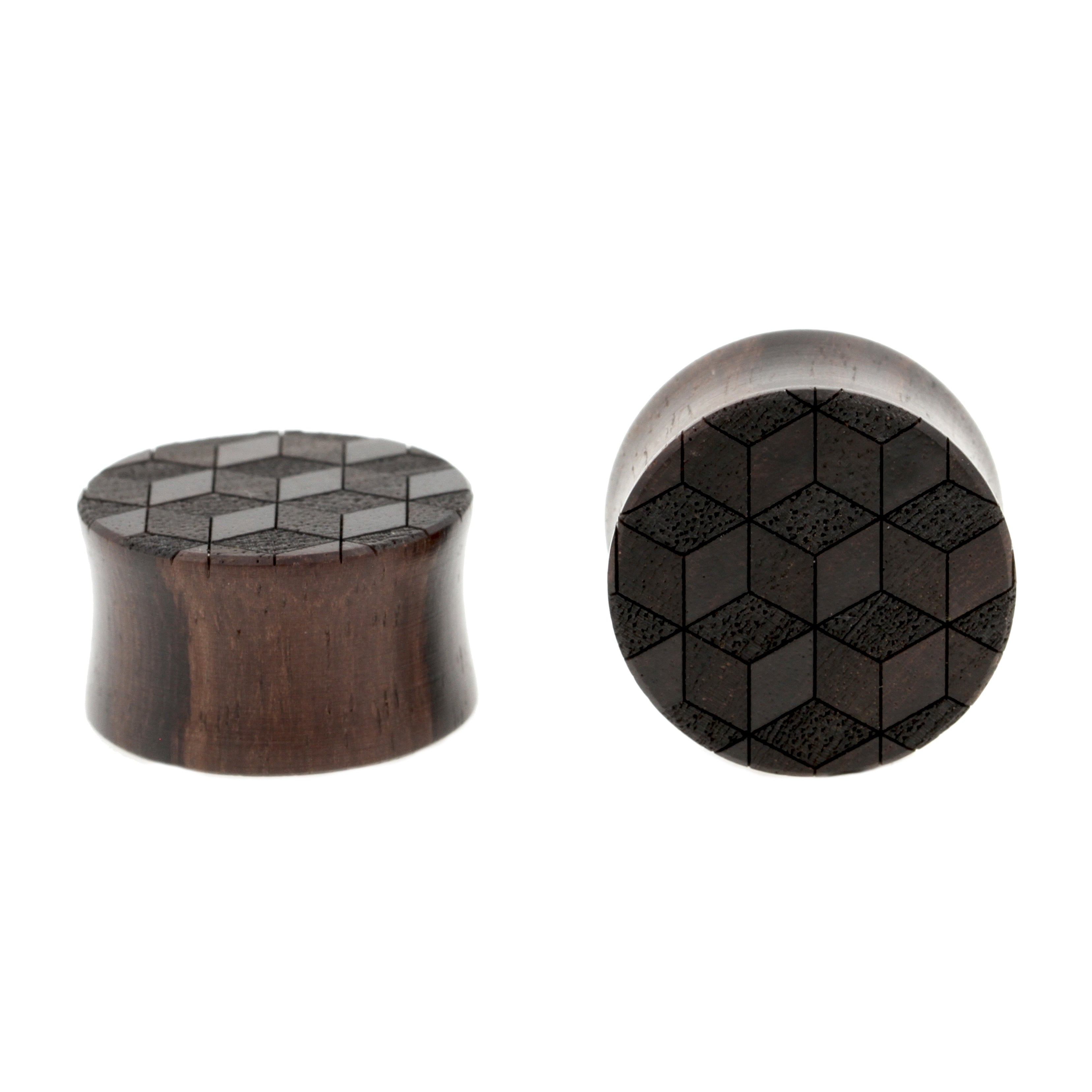 Wood 3D Cube Plugs - Sono Dark Brown