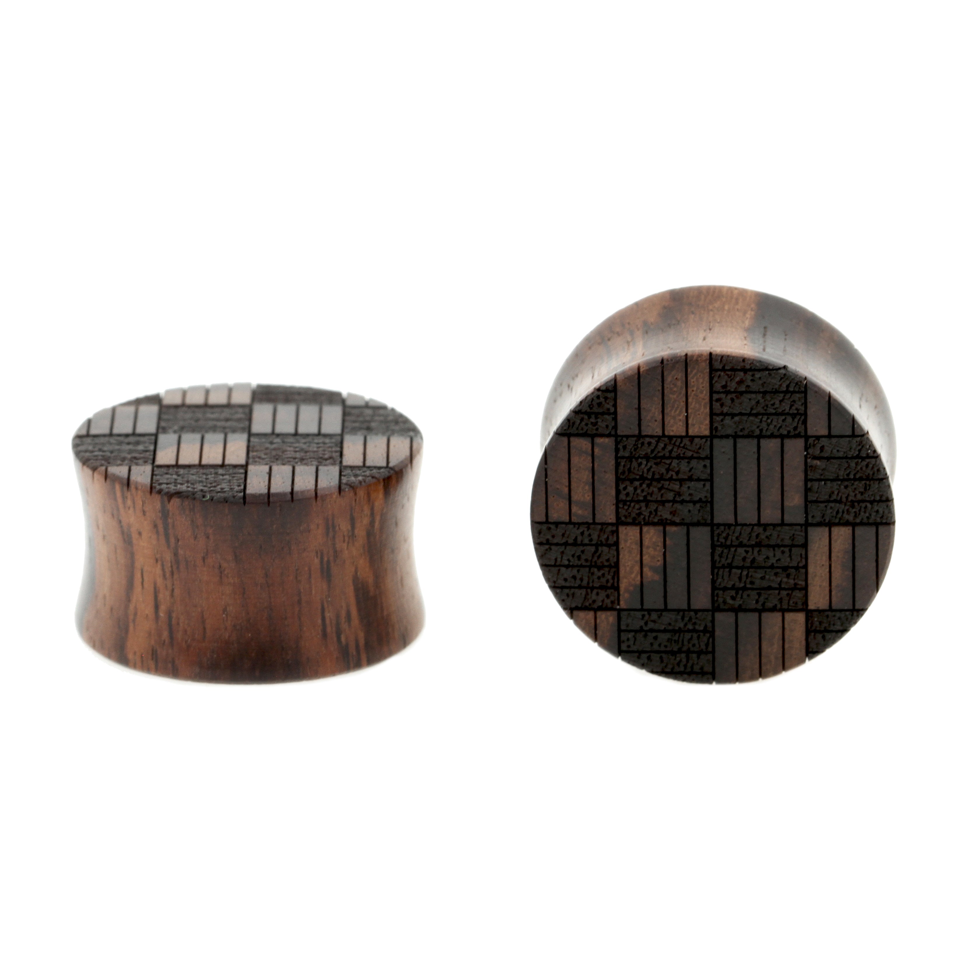 Houten Weaved Squares Plugs  - Sono Houten Donkerbruin