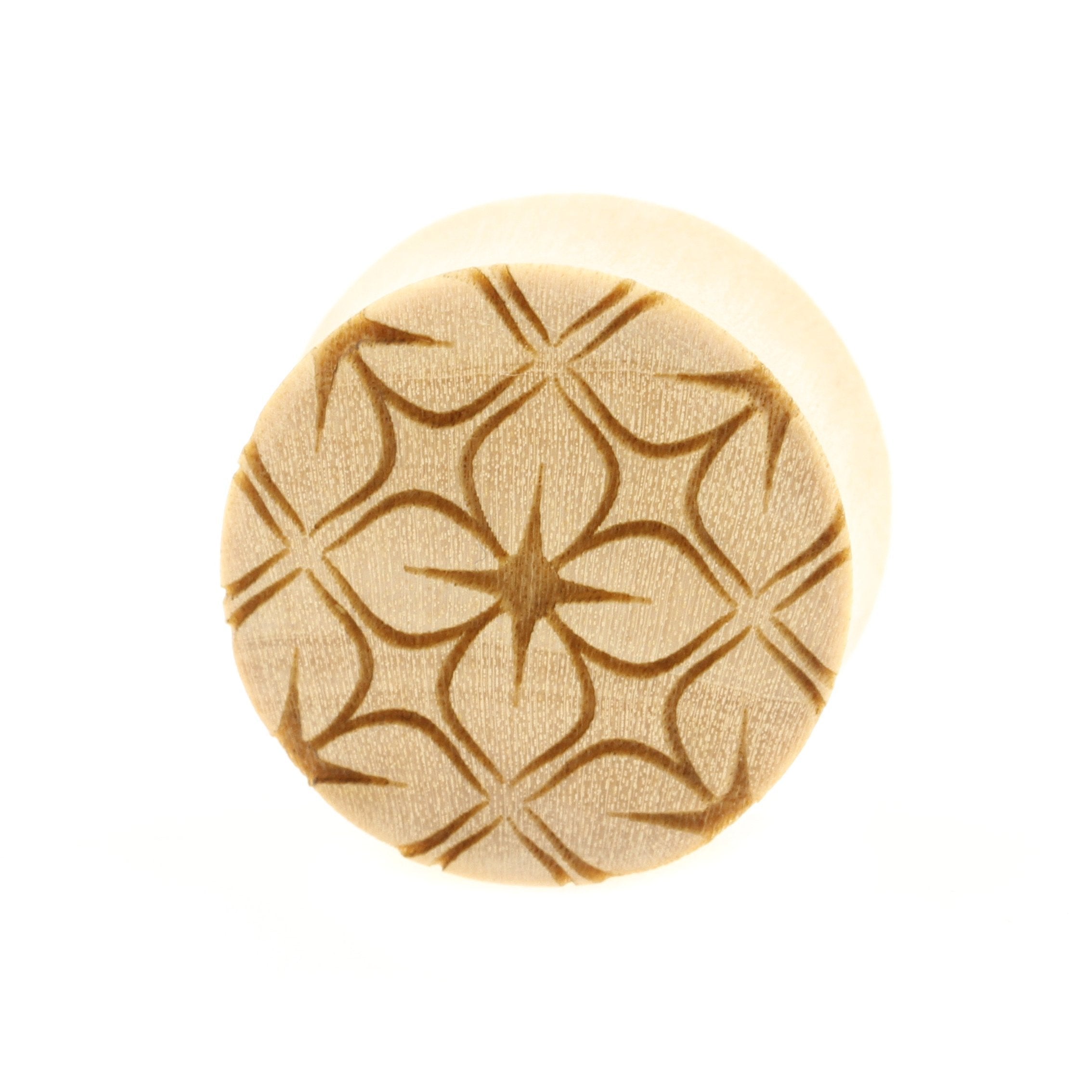 Houten Lotus Flowers Pattern Plugs - Crocodile Licht Bruin
