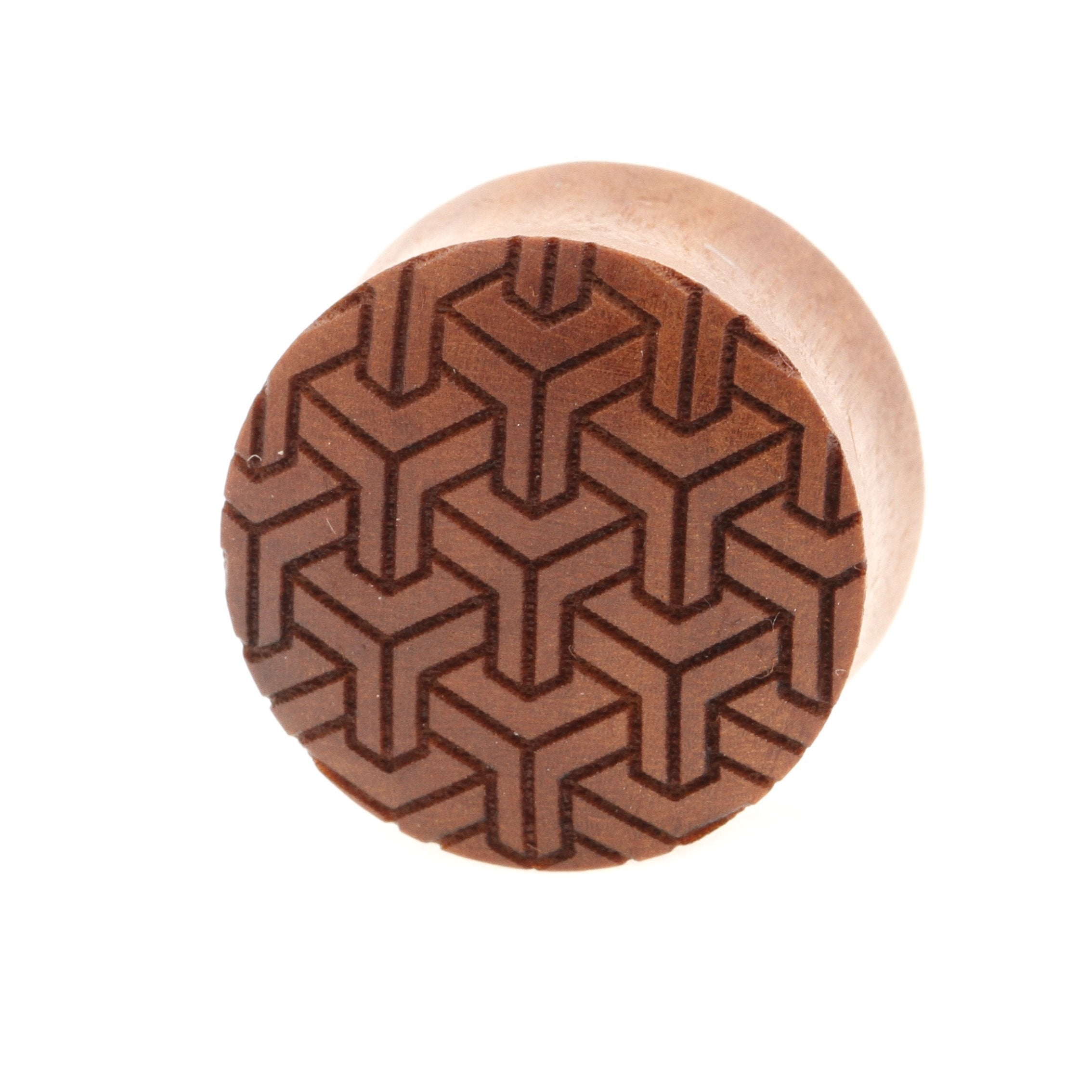 Houten Stacked Cubes Pattern Plugs - Sawo Roodbruin