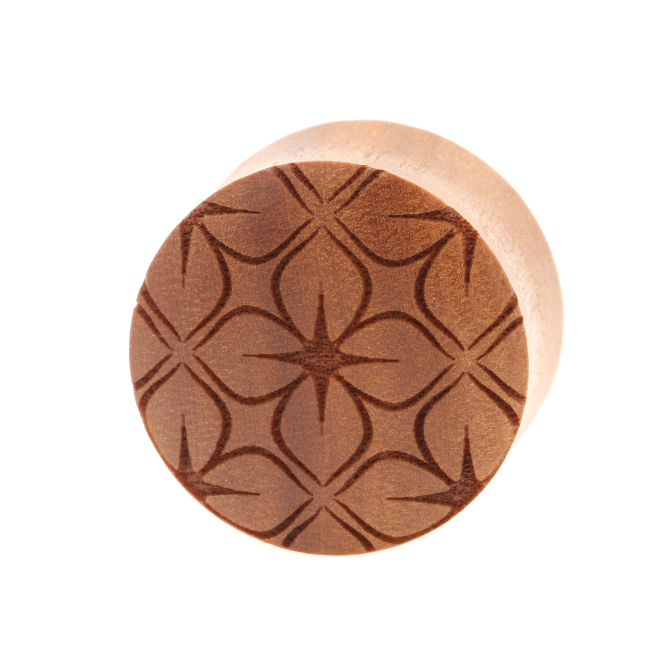 Houten Lotus Flowers Pattern Plugs - Sawo Roodbruin