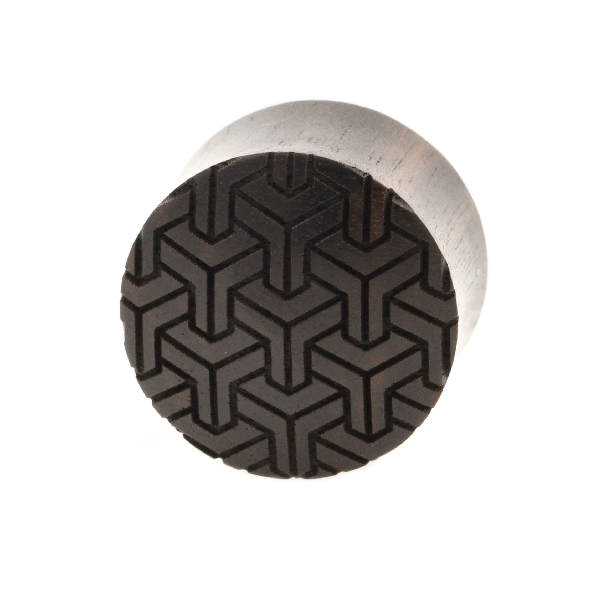 Houten Stacked Cubes Pattern Plugs - Areng Zwart