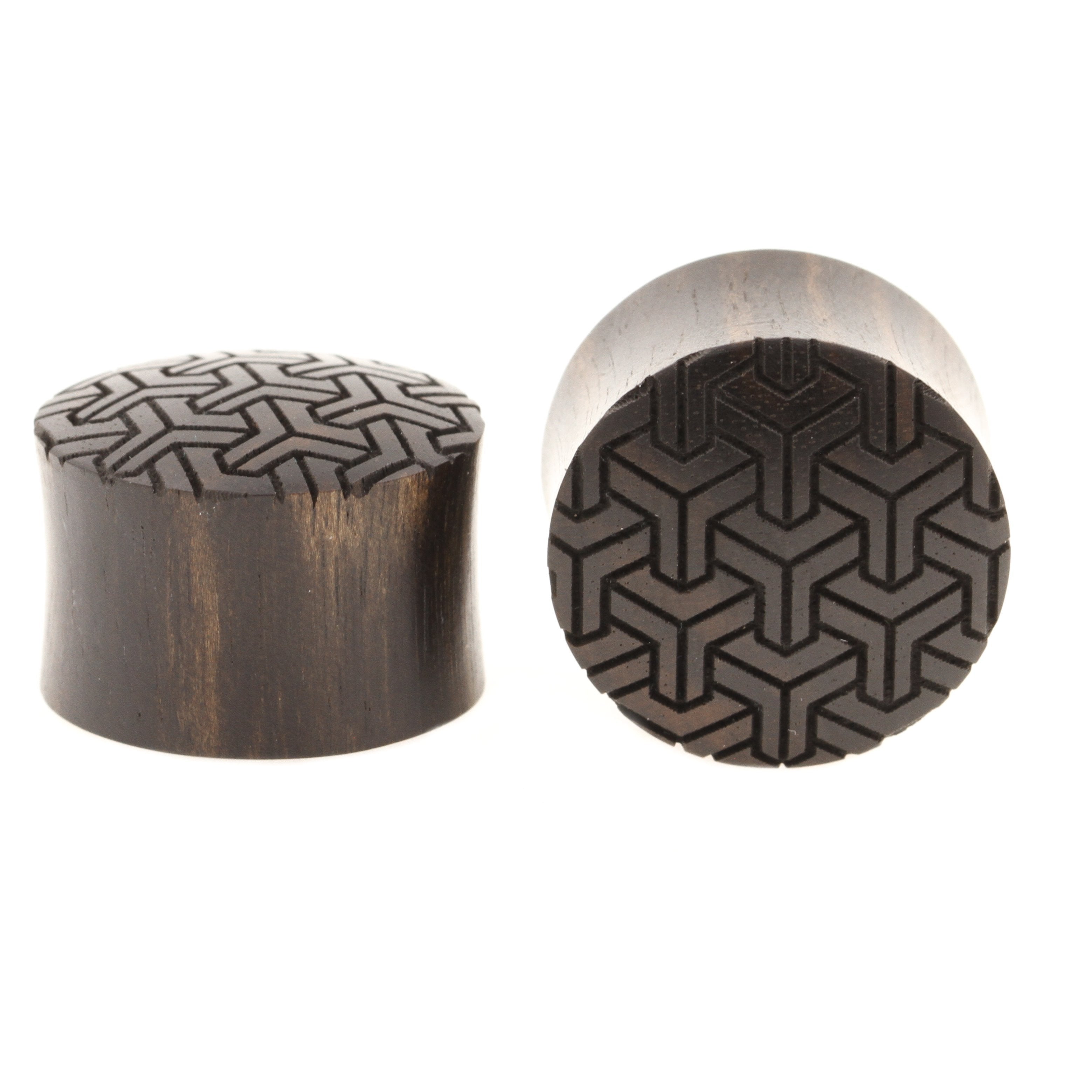 Houten Stacked Cubes Pattern Plugs - Areng Zwart