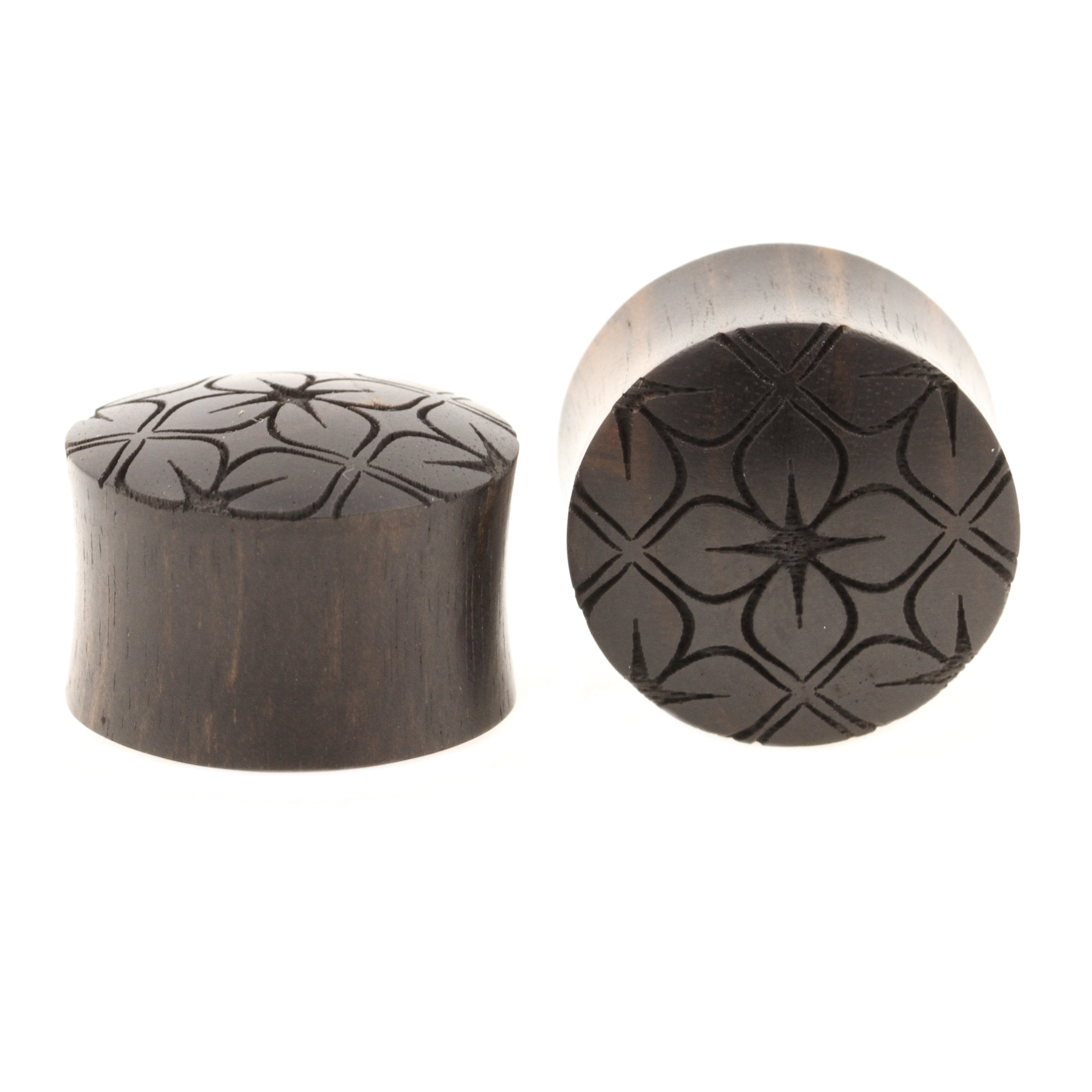 Houten Lotus Flowers Pattern Plugs - Areng Zwart