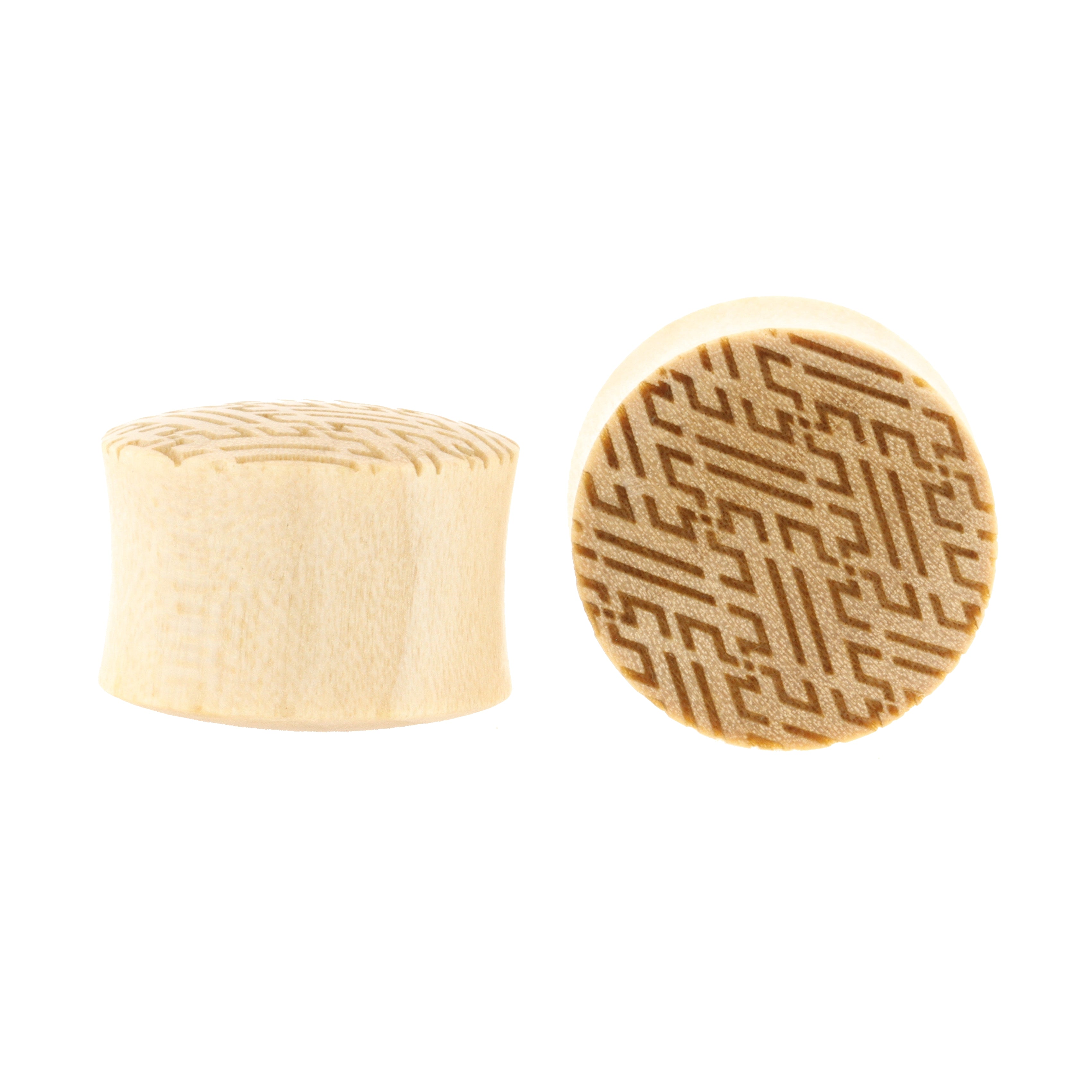 Houten Japanese Manji Pattern Plugs - Crocodile Licht Bruin