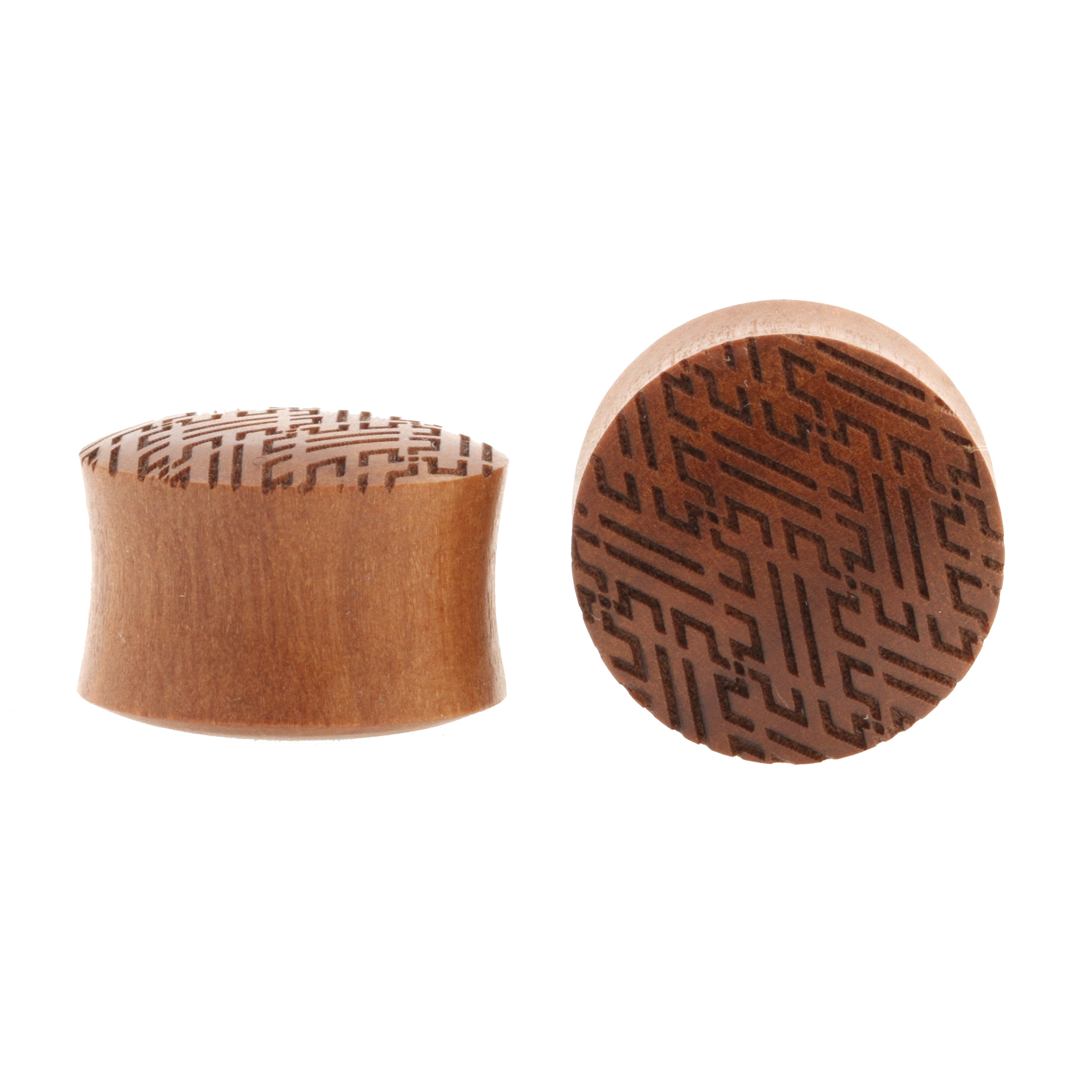 Houten Japanese Manji Pattern Plugs - Sawo Roodbruin