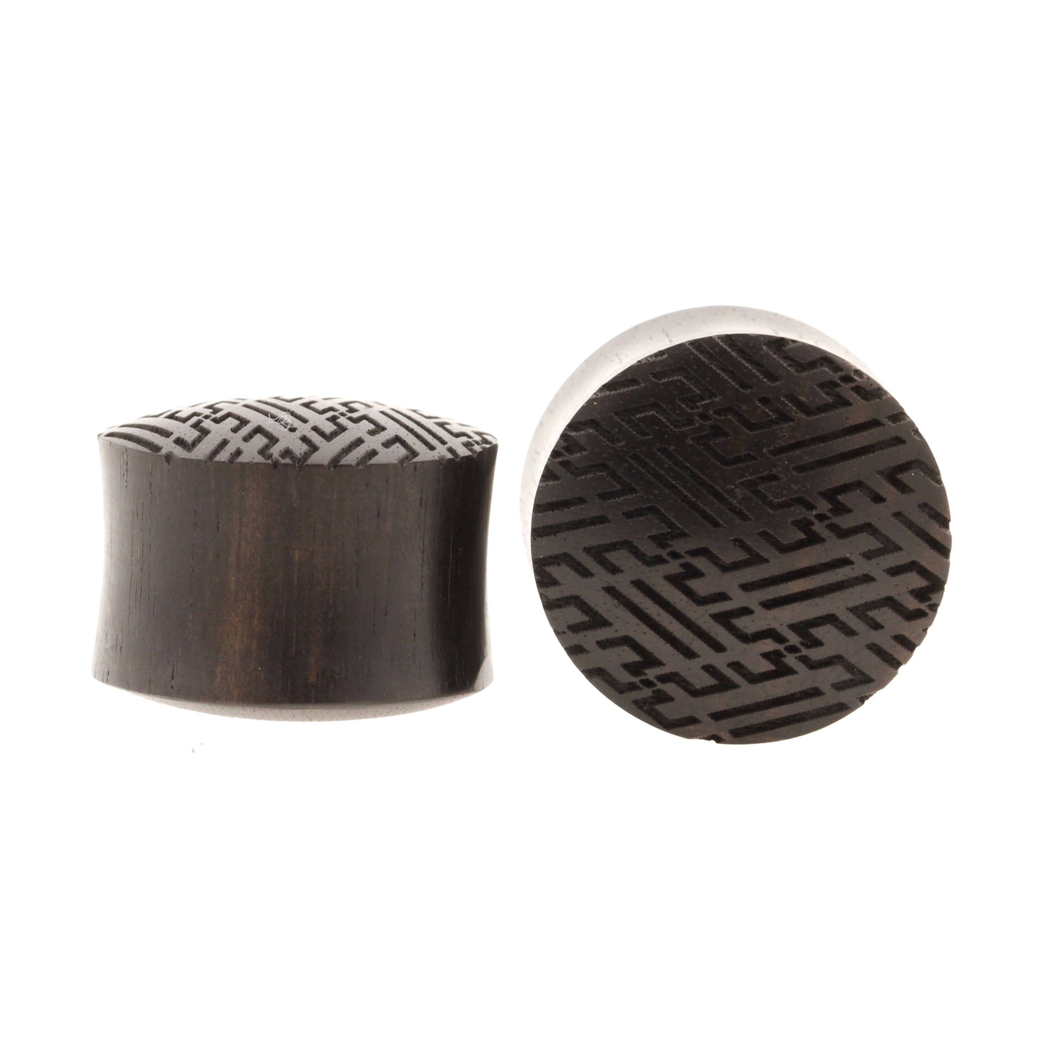 Houten Japanese Manji Pattern Plugs - Areng Zwart