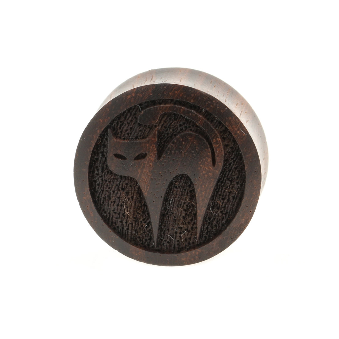 Wood Havana Brown Cat Plugs Dark Brown