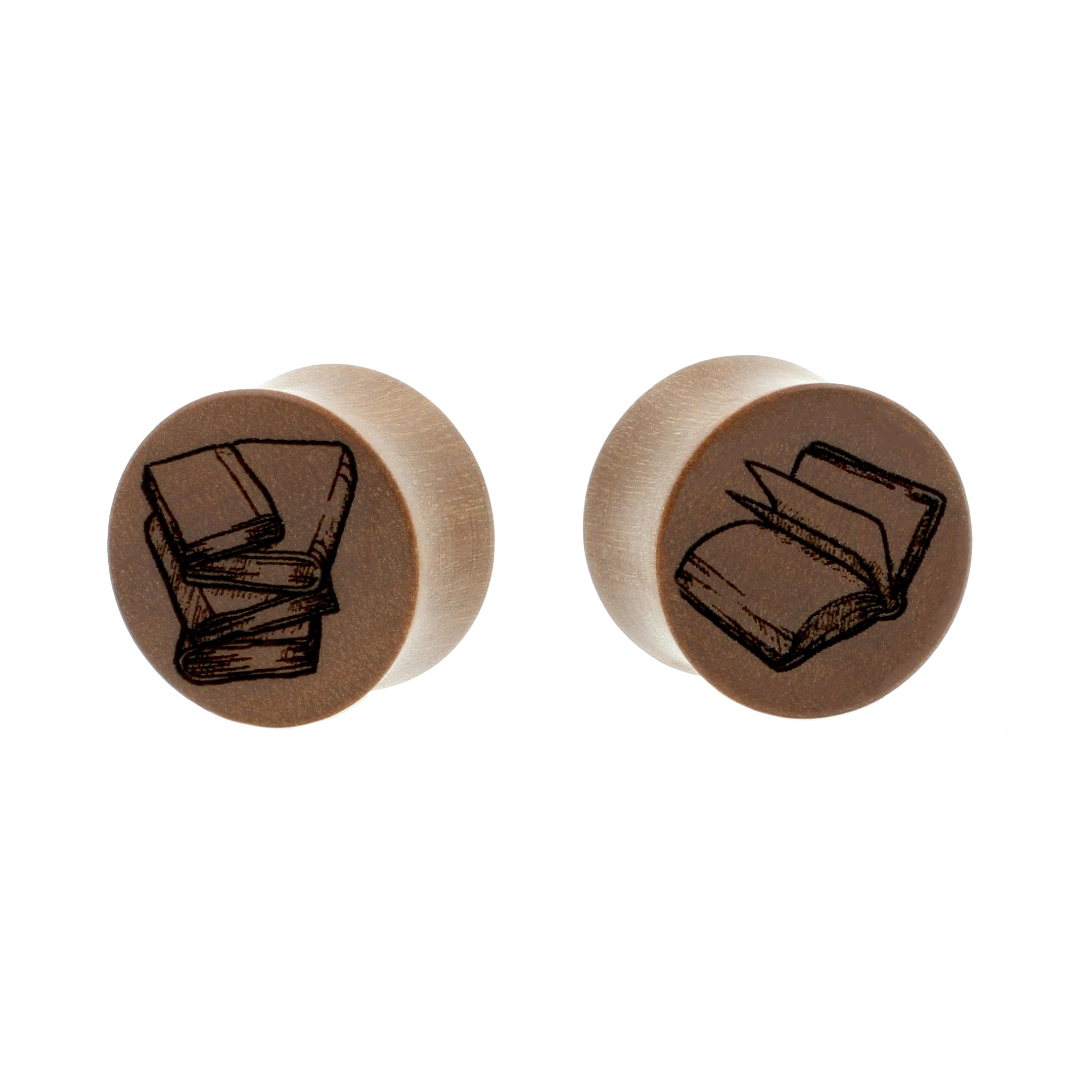 Wood Book Plugs - Sawo Red Brown