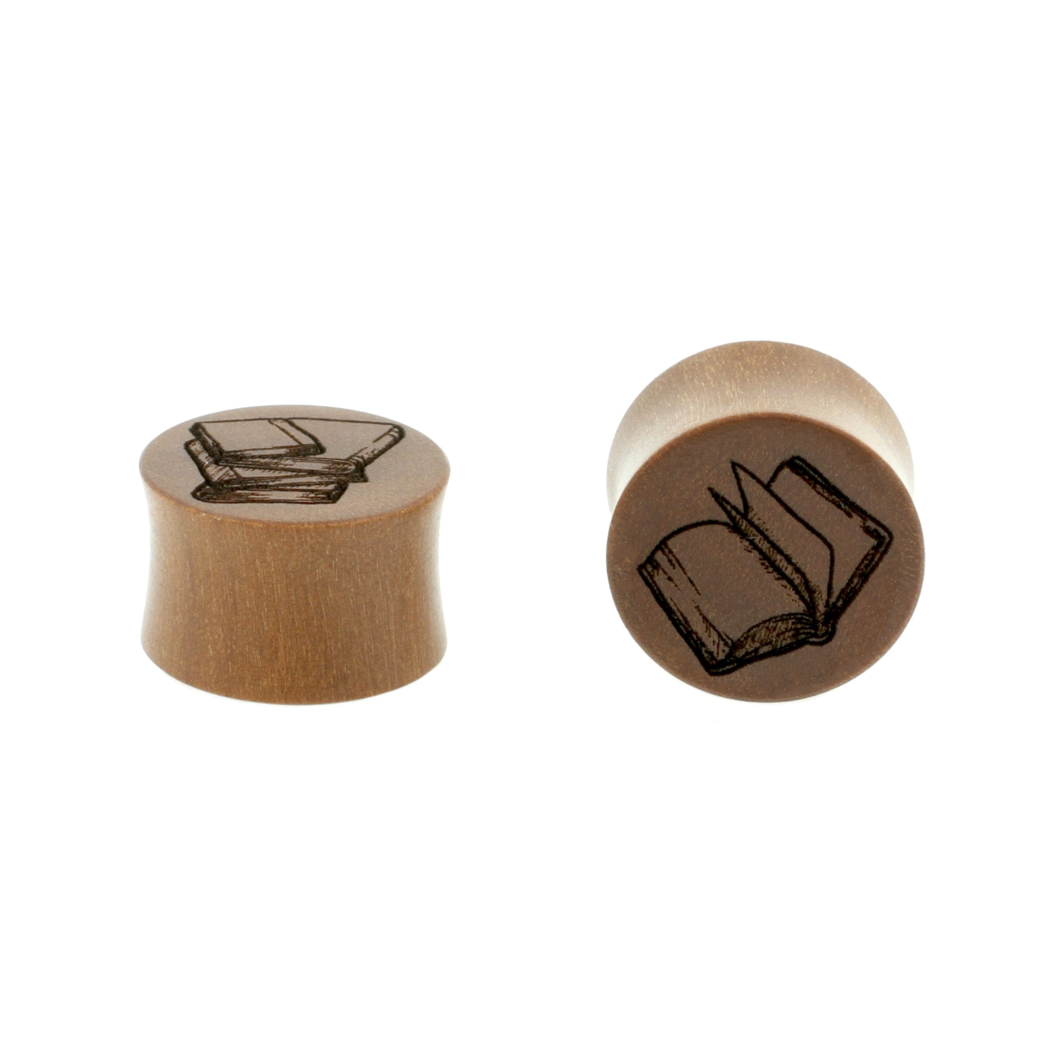 Wood Book Plugs - Sawo Red Brown