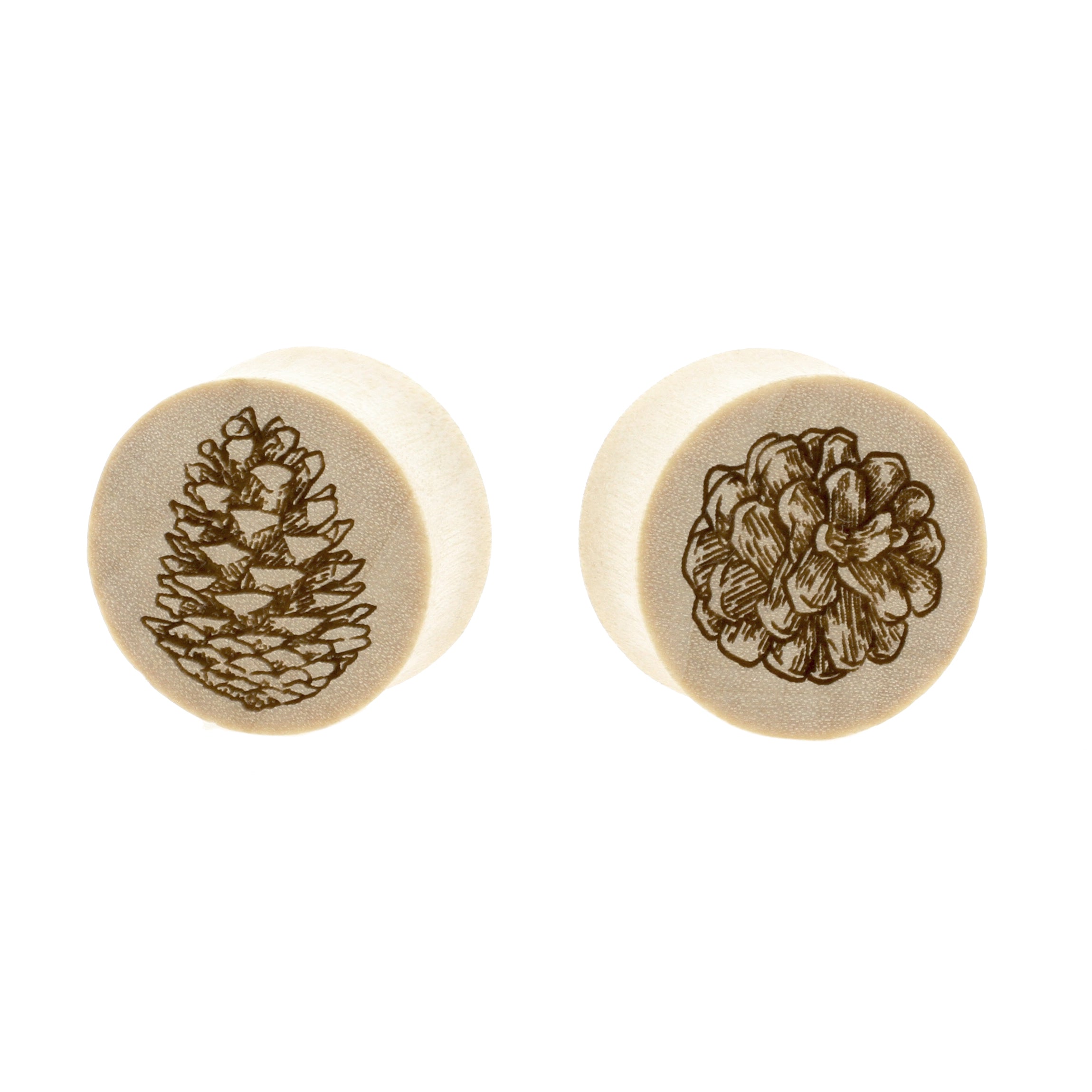 Wood Pinecone Plugs - Crocodile Light Brown