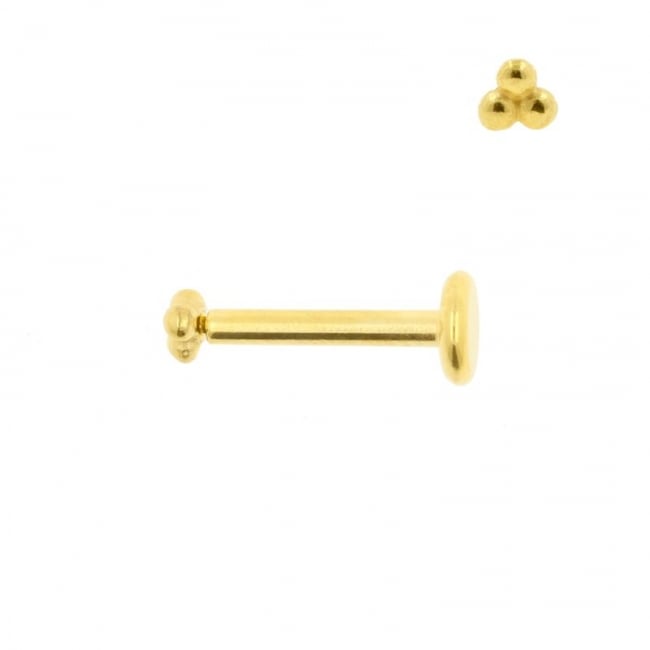 Internally Threaded Labret Stud - Triple Dots 2,5mm