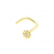 Gold Nose Stud With Zirconia - Flower