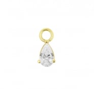 Gold Click Ring Charm - Zirconia Droplet