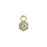 Gold Click Ring Charm - Vintage Dots Blue Topaz
